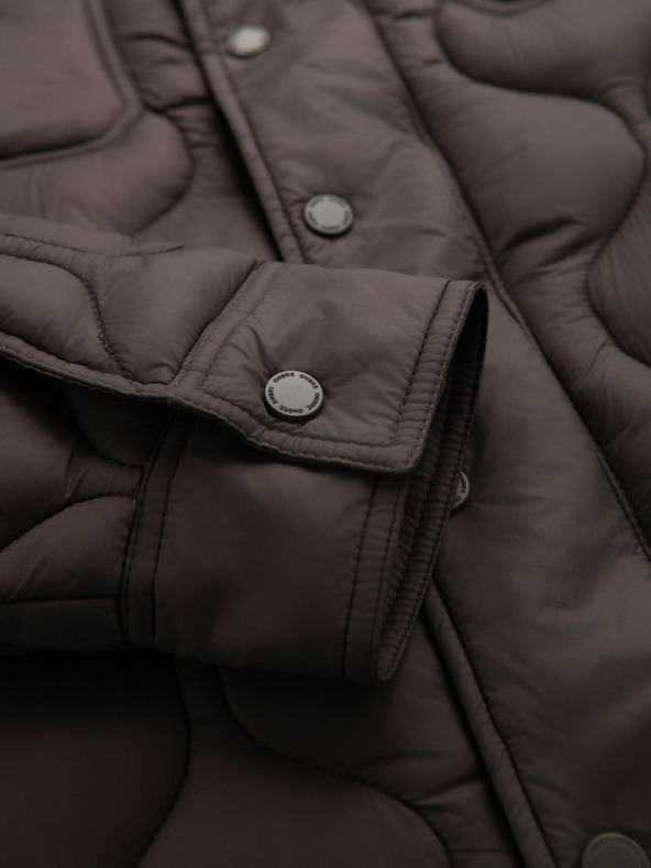 Ombre Clothing Férfi steppelt ingfazonú dzseki - khaki V3 OM-JALP-0215 Ombre Clothing