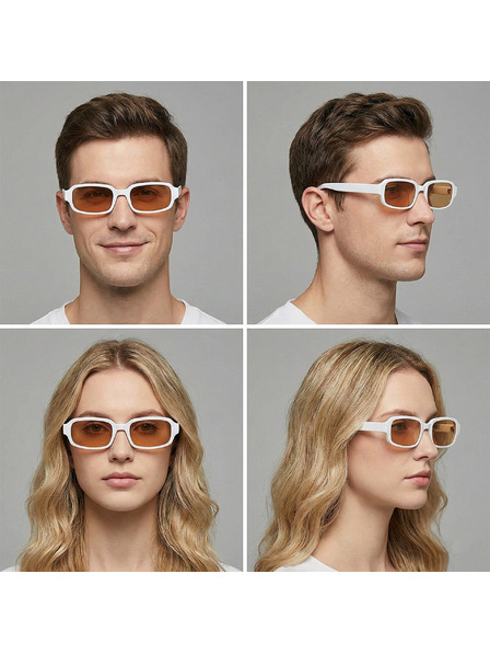 VEYREY VeyRey szögletes napszemüveg Nonmock fehér keret sárga lencsék