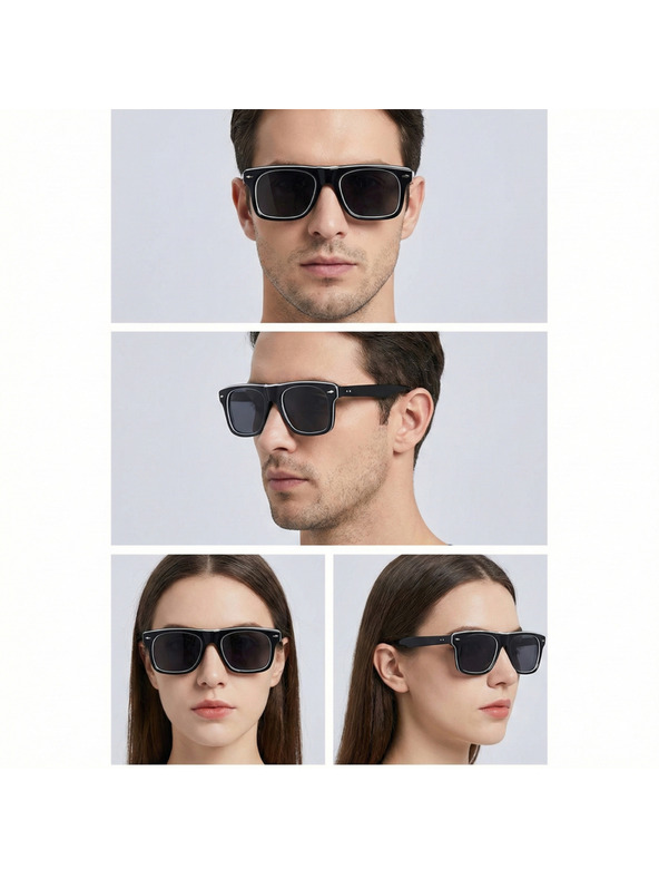 VEYREY VeyRey szögletes acetát polarizált napszemüveg Crawier fekete keret fekete lencsék