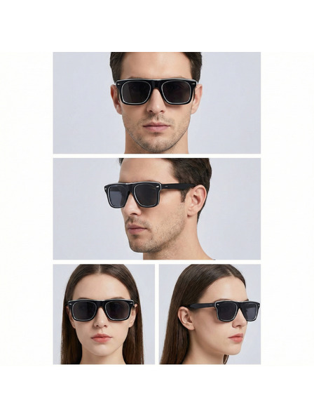 VEYREY VeyRey szögletes acetát polarizált napszemüveg Crawier fekete keret fekete lencsék