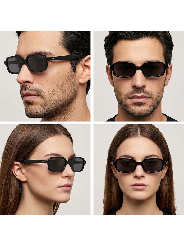 VEYREY VeyRey szögletes acetát polarizált napszemüveg Ogo fekete keret fekete lencsék