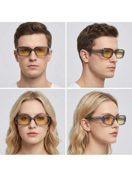 VEYREY VeyRey négyzetes acetát polarizált napszemüveg Xep átlátszó keret sárga lencse