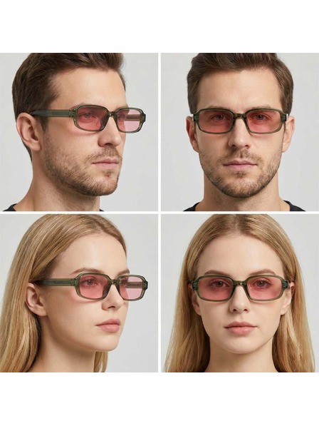 VEYREY VeyRey szögletes napszemüveg Nonmock zöld keret rózsaszín lencsék