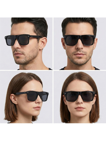 VEYREY VeyRey szögletes acetát polarizált napszemüveg Crawier fekete keret fekete lencsék