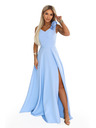 numoco Elegáns esti maxi ruha hasítékkal és rózsákkal - világoskék