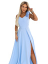 numoco Elegáns esti maxi ruha hasítékkal és rózsákkal - világoskék