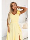 numoco Elegáns esti maxi ruha hasítékkal és rózsákkal - vajsárga