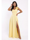 numoco Elegáns esti maxi ruha hasítékkal és rózsákkal - vajsárga