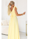 numoco Elegáns esti maxi ruha hasítékkal és rózsákkal - vajsárga
