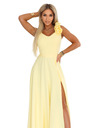 numoco Elegáns esti maxi ruha hasítékkal és rózsákkal - vajsárga