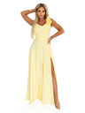 numoco Elegáns esti maxi ruha hasítékkal és rózsákkal - vajsárga
