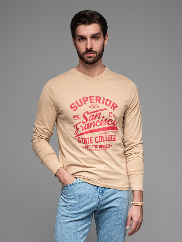 Ombre Clothing Bézs férfi póló Ombre Ruházat