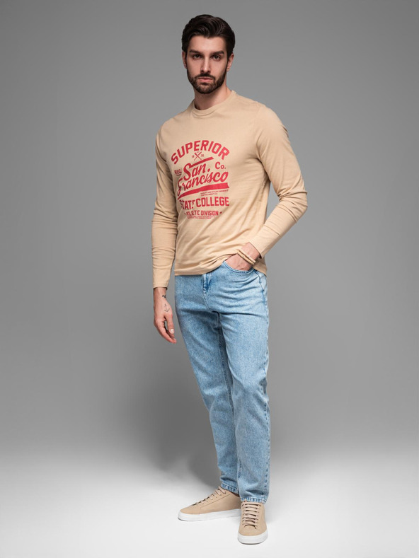 Ombre Clothing Bézs férfi póló Ombre Ruházat