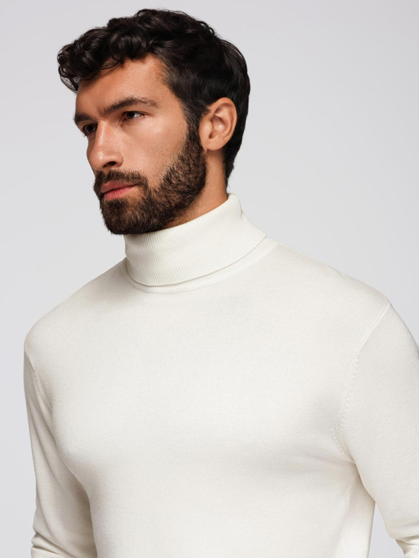 Ombre Clothing Krémszínű férfi alap garbó pulóver Ombre ruházat