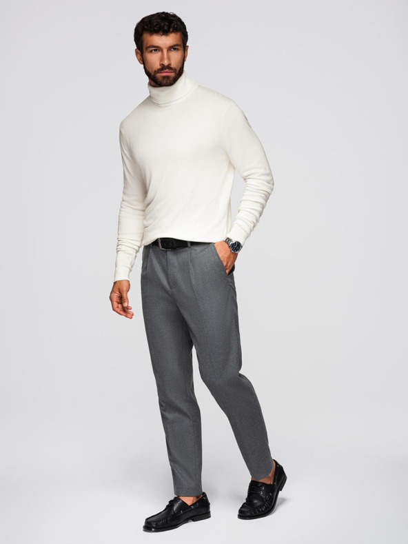 Ombre Clothing Krémszínű férfi alap garbó pulóver Ombre ruházat