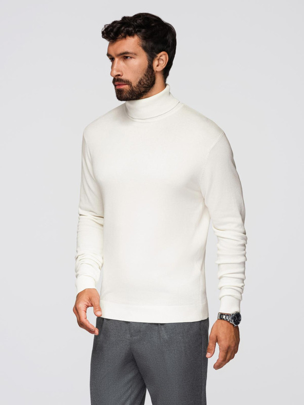 Ombre Clothing Krémszínű férfi alap garbó pulóver Ombre ruházat