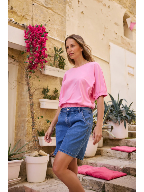 Moodo Pufferes ujjú blúz rózsaszín Moodo