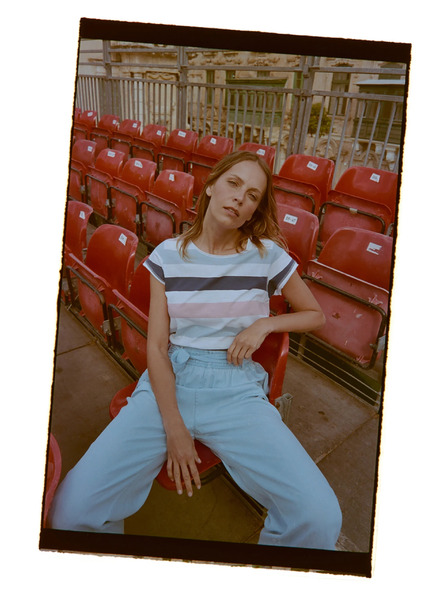 Moodo Csíkos póló kék Moodo