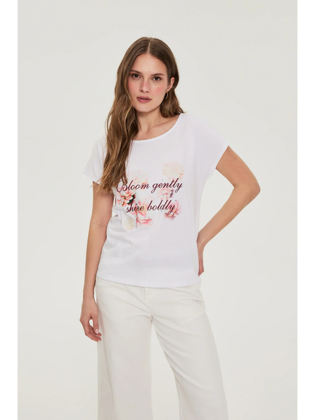 Moodo Fehér pamut blúz nyomattal Moodo