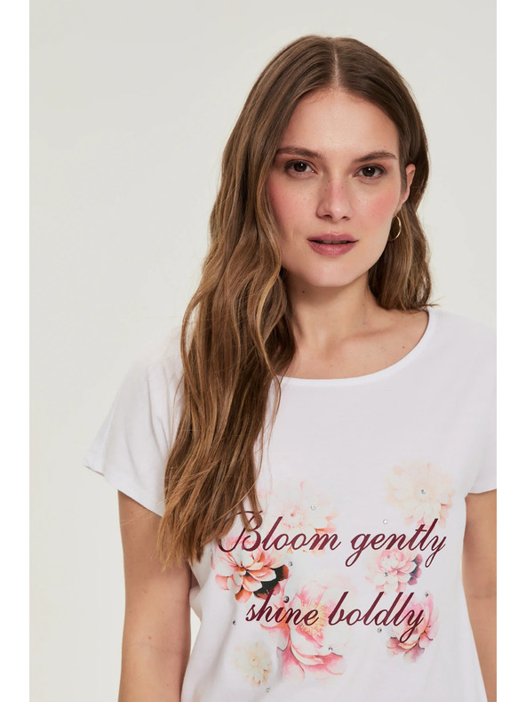 Moodo Fehér pamut blúz nyomattal Moodo