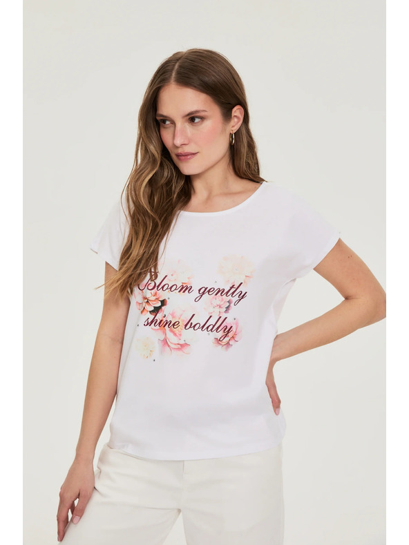 Moodo Fehér pamut blúz nyomattal Moodo