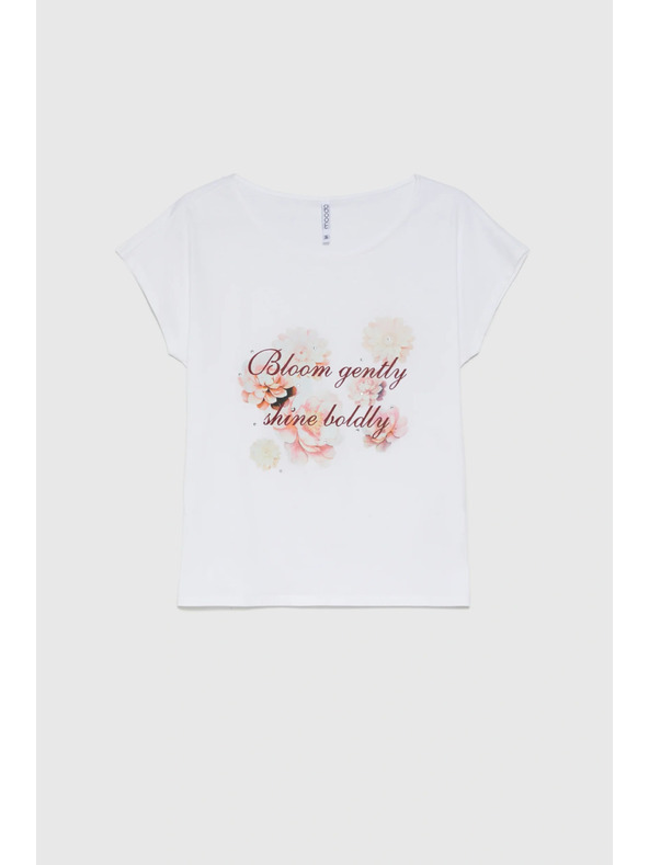 Moodo Fehér pamut blúz nyomattal Moodo