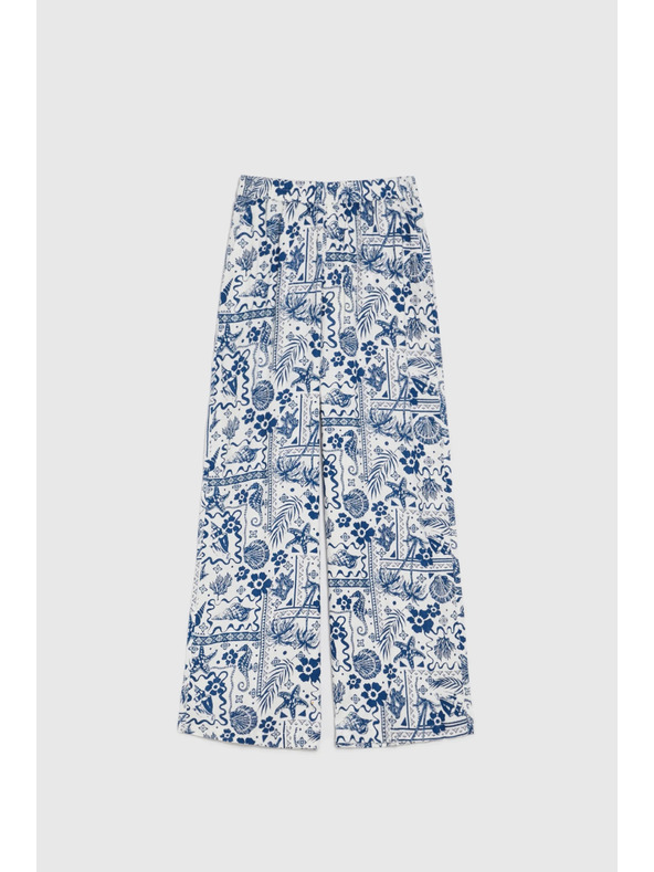 Moodo Viszkóz nadrág nyomott mintával sötétkék Moodo