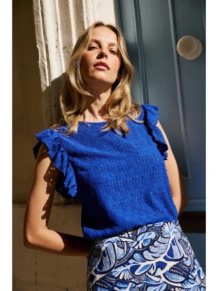 Moodo Fodros ujjú blúz kék Moodo