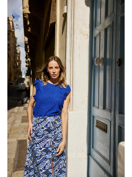 Moodo Fodros ujjú blúz kék Moodo