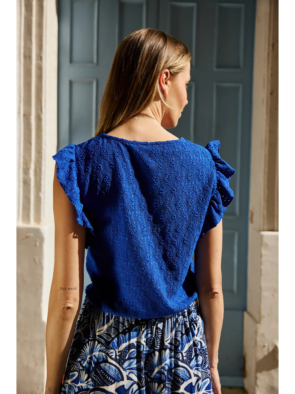 Moodo Fodros ujjú blúz kék Moodo