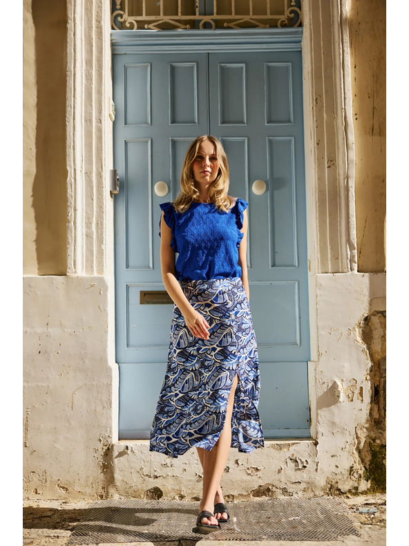 Moodo Fodros ujjú blúz kék Moodo