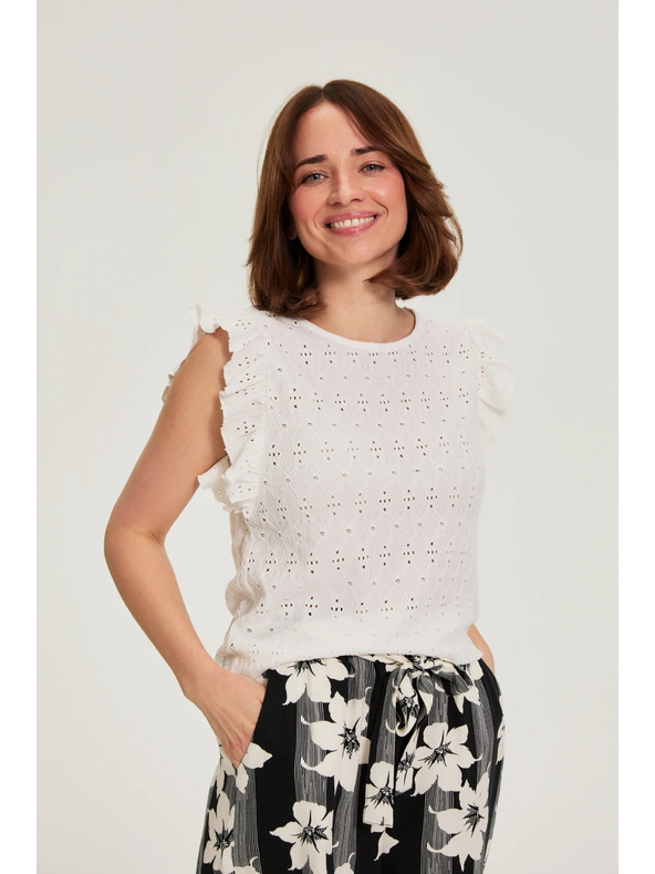 Moodo Fodros ujjú blúz fehér Moodo