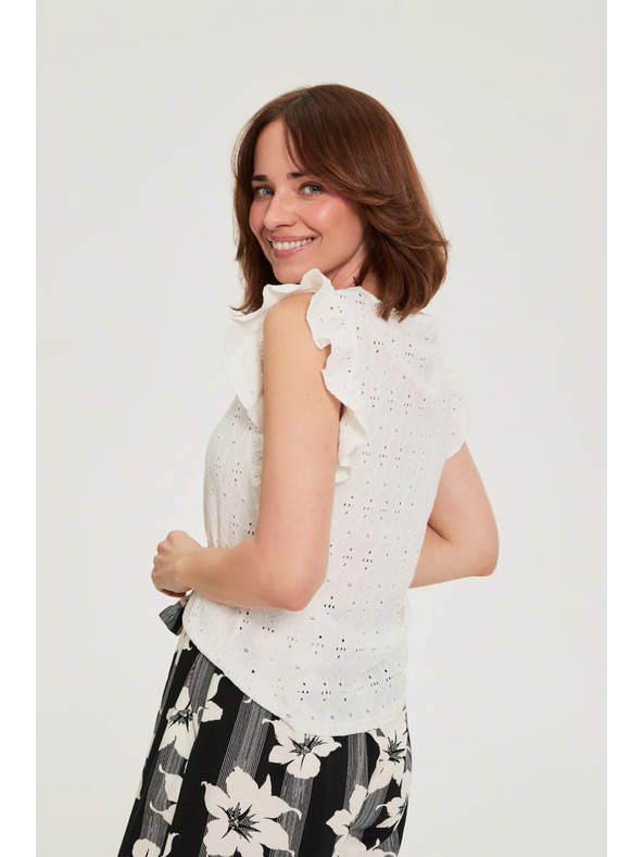 Moodo Fodros ujjú blúz fehér Moodo