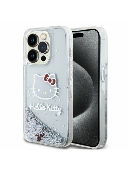 Hello Kitty Hello Kitty Liquid Glitter Electroplating Head Logo Hátlap iPhone 13 Pro-hoz Transparent