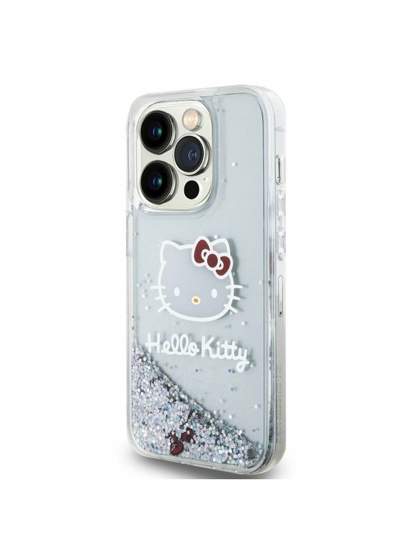 Hello Kitty Hello Kitty Liquid Glitter Electroplating Head Logo Hátlap iPhone 13 Pro-hoz Transparent