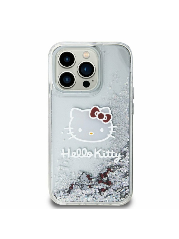 Hello Kitty Hello Kitty Liquid Glitter Electroplating Head Logo Hátlap iPhone 13 Pro-hoz Transparent