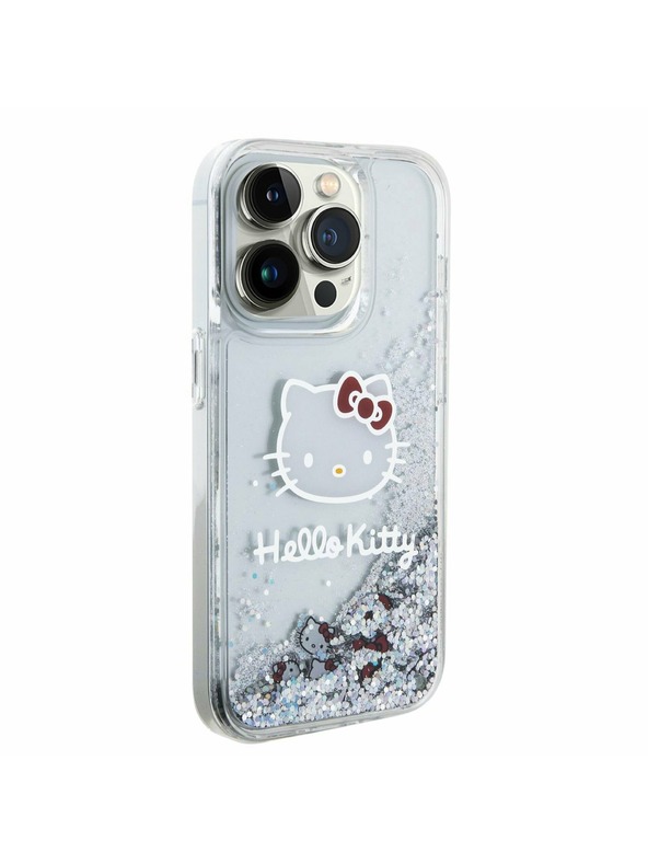 Hello Kitty Hello Kitty Liquid Glitter Electroplating Head Logo Hátlap iPhone 13 Pro-hoz Transparent