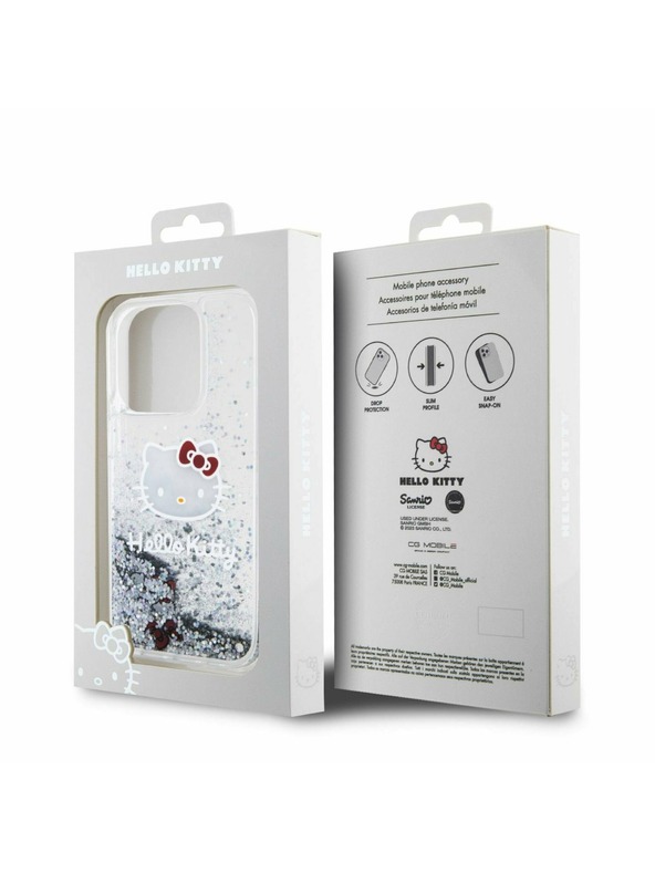 Hello Kitty Hello Kitty Liquid Glitter Electroplating Head Logo Hátlap iPhone 13 Pro-hoz Transparent
