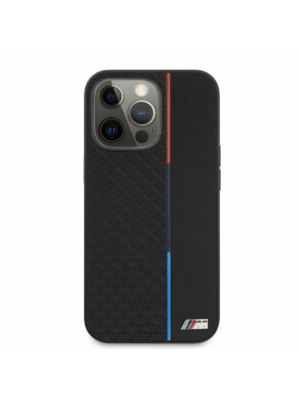 BMW BMW PU Triangles Tricolor Line Hátlap iPhone 13 Pro Max-hoz Black