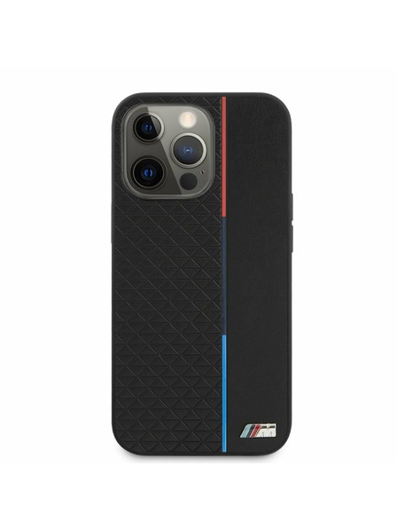 BMW BMW PU Triangles Tricolor Line Hátlap iPhone 13 Pro Max-hoz Black