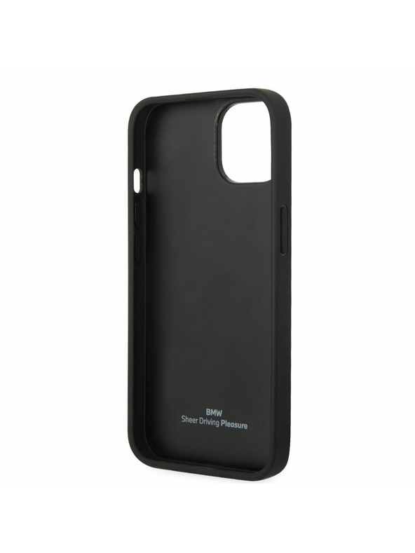 BMW BMW Signature Leather Big Logo Hátlap iPhone 14 Plus-hoz Black