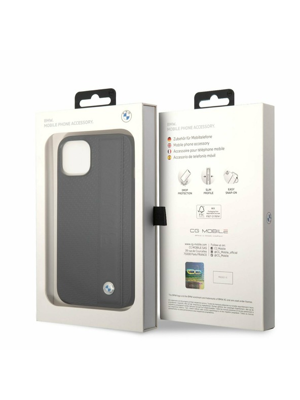 BMW BMW Signature Leather Big Logo Hátlap iPhone 14 Plus-hoz Black
