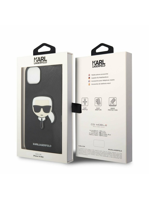 Karl Lagerfeld Karl Lagerfeld PU Saffiano Karl Head Hátlap iPhone 14 Plus-hoz Black