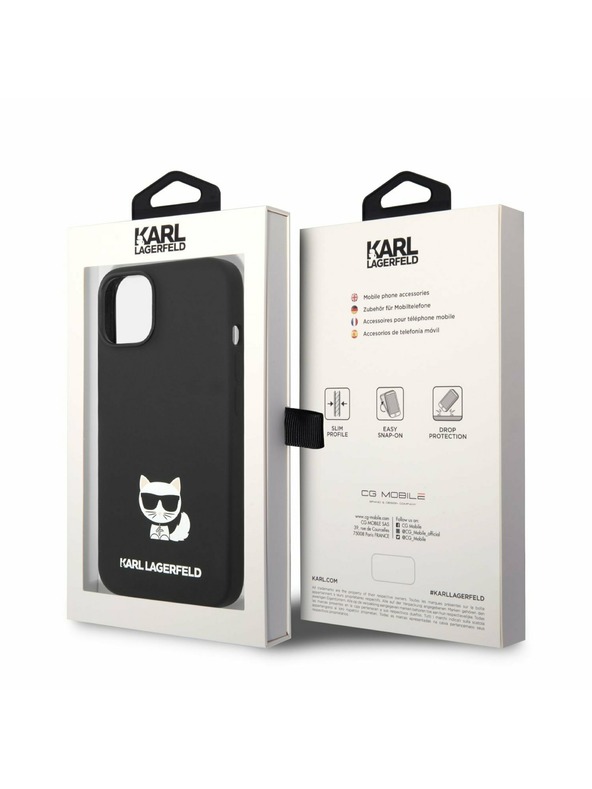 Karl Lagerfeld Karl Lagerfeld Liquid Silicone Choupette Hátlap iPhone 14 Plus-hoz Black