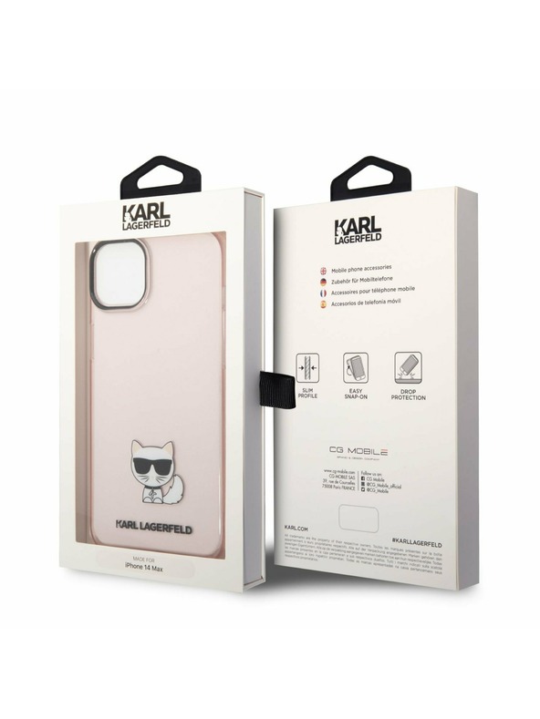 Karl Lagerfeld Karl Lagerfeld Choupette Logo Hátlap iPhone 14 Plus-hoz Pink