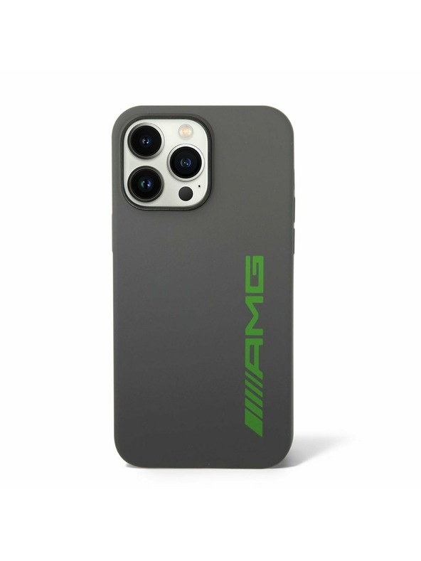 AMG AMG Liquid Silicone Green Logo Hátlap iPhone 14 Pro-hoz Grey