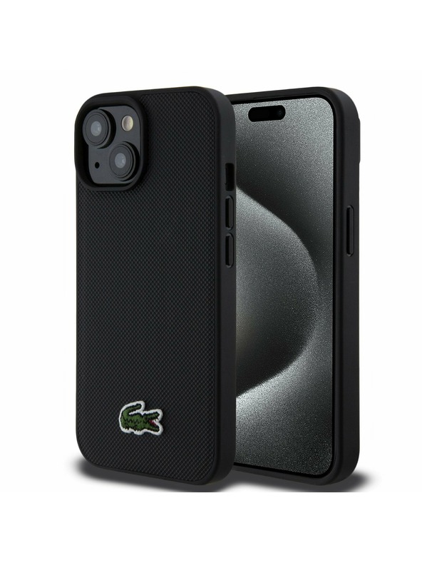 Lacoste Lacoste Iconic Petit Pique Woven Logo Magsafe Hátlap iPhone 15-hez Black
