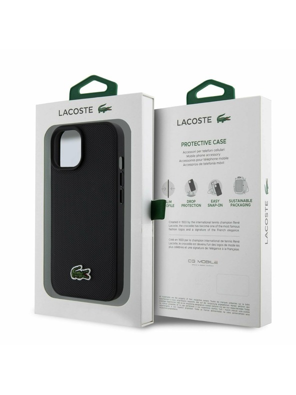 Lacoste Lacoste Iconic Petit Pique Woven Logo Magsafe Hátlap iPhone 15-hez Black