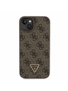 Guess Guess PU 4G Strass Triangle Metal Logo Hátlap + Crossbody Pánt iPhone 15 Plus-hoz Brown