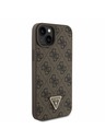 Guess Guess PU 4G Strass Triangle Metal Logo Hátlap + Crossbody Pánt iPhone 15 Plus-hoz Brown